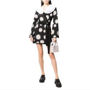 ART DEALER Che Bambola daisy print stretch knit kawaii wrap mini dress S‎